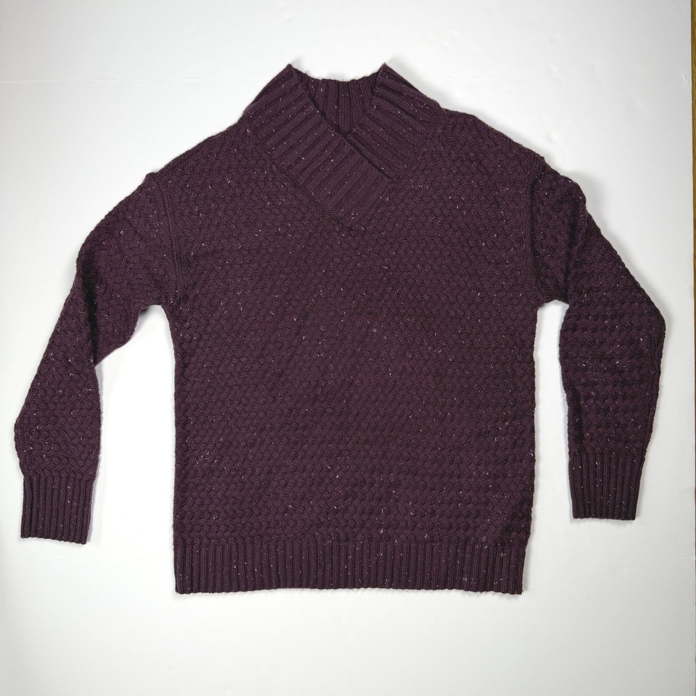 Talbots Cottagecore Dark Academia Women Shawl Collar Sweater Purple Cotton Blend